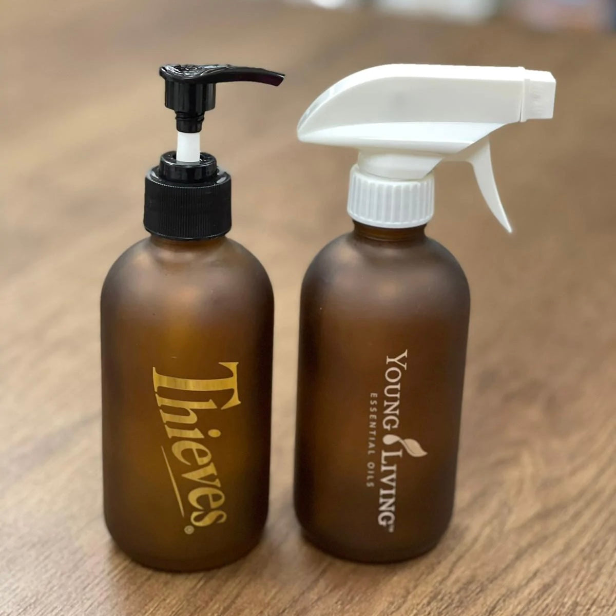 8 oz (240ml) Amber Frosted Glass Bottle With Trigger Sprayer & Pump Head For Household Use - Discover Health & Lifestyle Asia