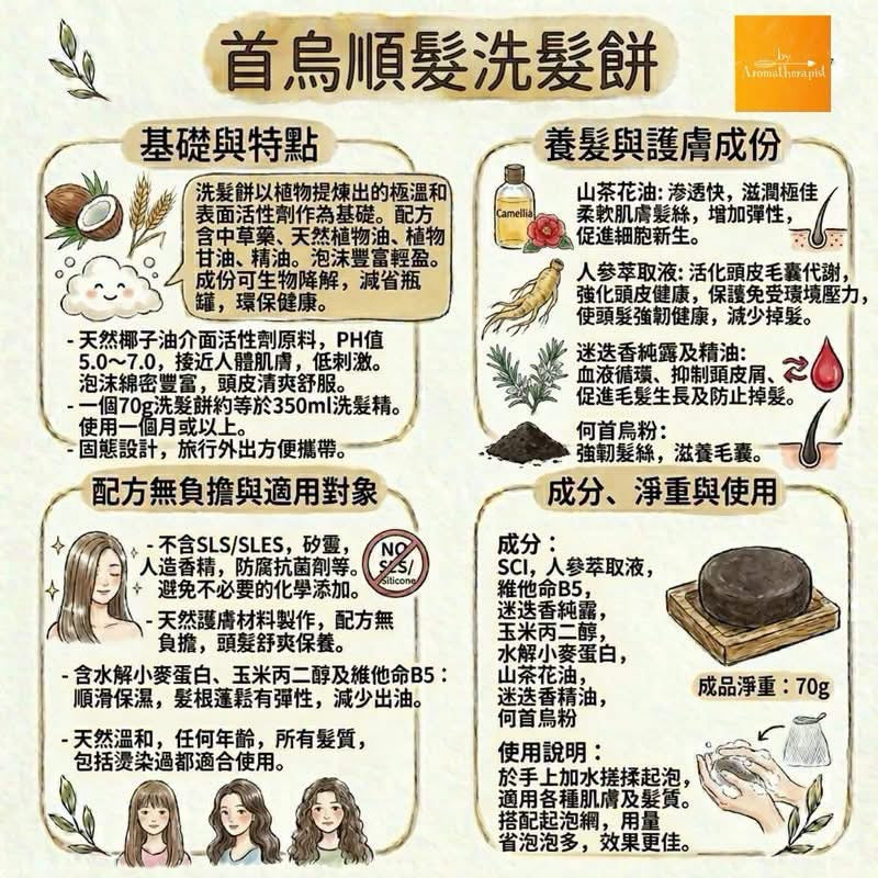 He Shou Wu Smoothening Shampoo Bar 首烏順髮洗髮餅 (70g/件） - Discover Health & Lifestyle Asia