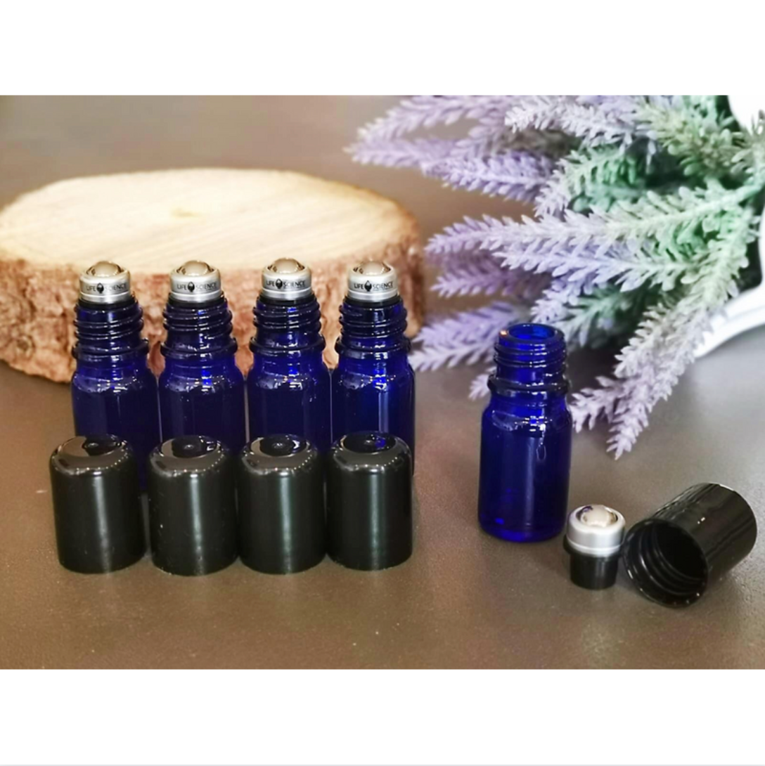 5 ml Cobalt Blue Glass Roll-on bottled with Stainless Steel Roller Fitment (Pack of 5) - Discover Health & Lifestyle Asia